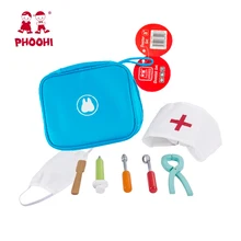 Игрушки для детей, девочек и мальчиков, Детские ролевые игры, деревянные игрушки доктора, медицинский набор, стоматологический медицинский ящик, наборы, тканевый мешок, упаковочные игры