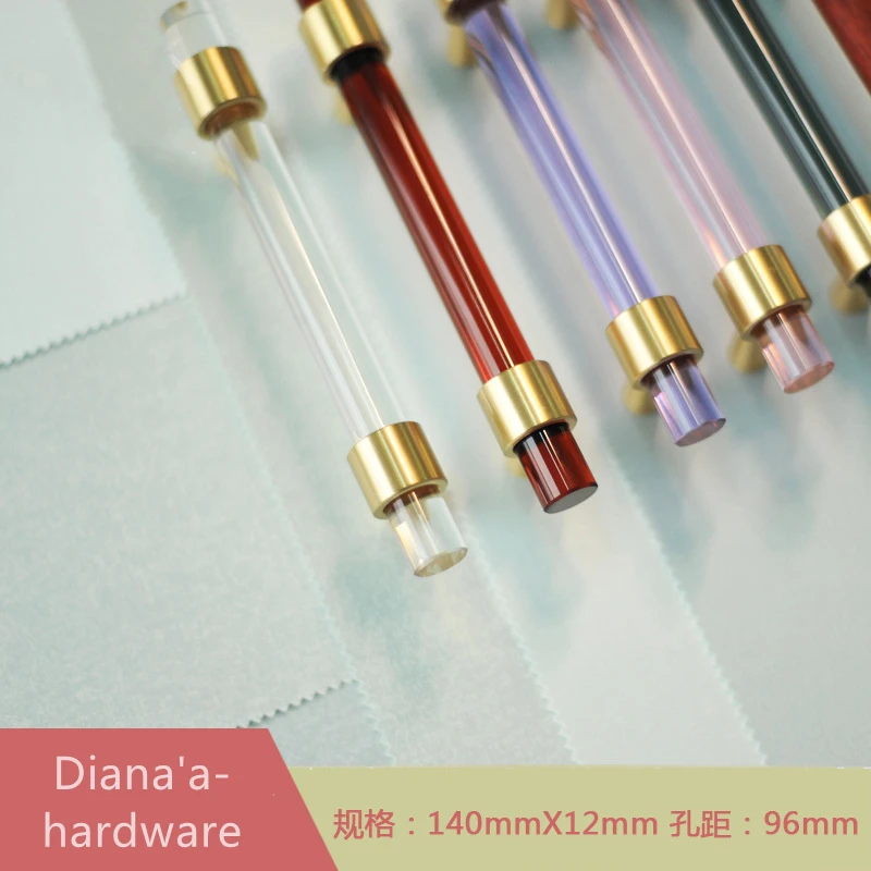 Luz Nórdico Luxo Bronze Mais Punho de Cristal 140×12 mm Moderno Colorido Armário Porta Guarda-roupa t Barra Faça Você Mesmo Alças para Móveis