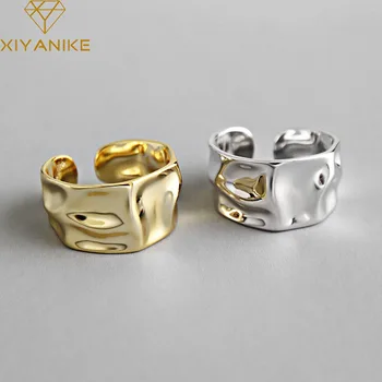 XIYANIKE 925 Sterling Silver Engagement Rings for Women Couple Trendy Irregular Geometric Handmade Jewelry Valentine’s day Gifts