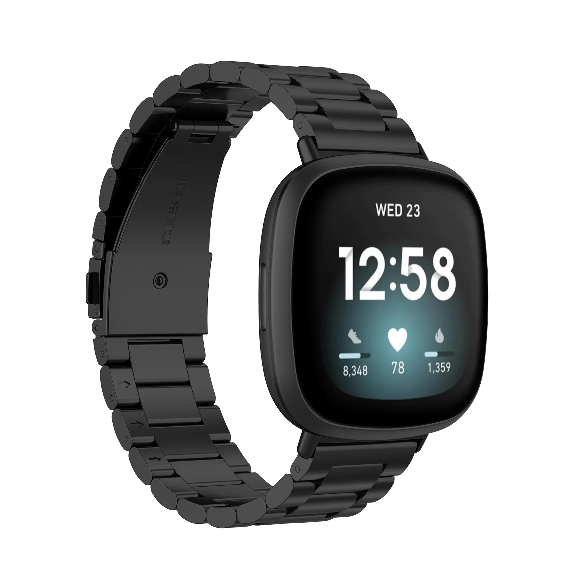 Fitbit Versa4 3 용 스테인리스 스틸 스트랩, 금속 팔찌 벨트, Fitbit Sense Versa3 용 손목 밴드, 남녀공용 시계 밴드
