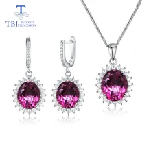 Натуральный Овальный 10*12 мм 18ct розовый топаз ювелирный набор серьги и подвеска из стерлингового серебра 925 пробы Роскошные блестящие ювелирные изделия для жены подарок