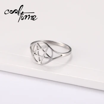 

COOLTIME Pagan Symbol Pentagram Protective Talisman Ring for Men and Women Stainless Steel Accessories Wedding Rings