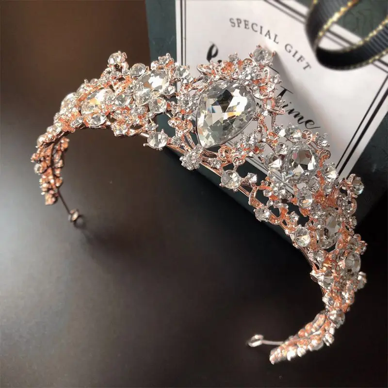 Pageant Queen Crown for Women Crystal Tiara Headband Baroque Bridal Headpiece