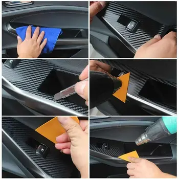 

1set Sticker Interior Carbon Fiber Molding Decals Accessories Replacement