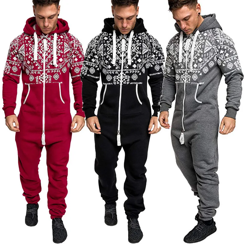 

2019 Casual Tracksuit Jumpsuit Mens Overalls Long Sleeve Sweatshirts Hoodies Plus size 3xl Long Pants Romper Male Overalls