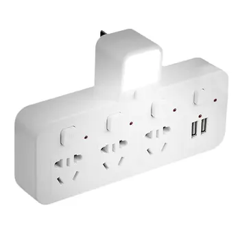 

EU/US/UK Multifunctional Power Adapter Socket Bedside Bedroom Nightlight Switch USB Lightningproof Wall Outlet Charge Adapter