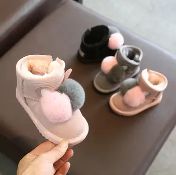 

2020 Children Winter Snow Boots for Girls Baby Fashion Genuine Leather Shoes Warm Plush Soft Girls Boots Kids Winter ski Boot