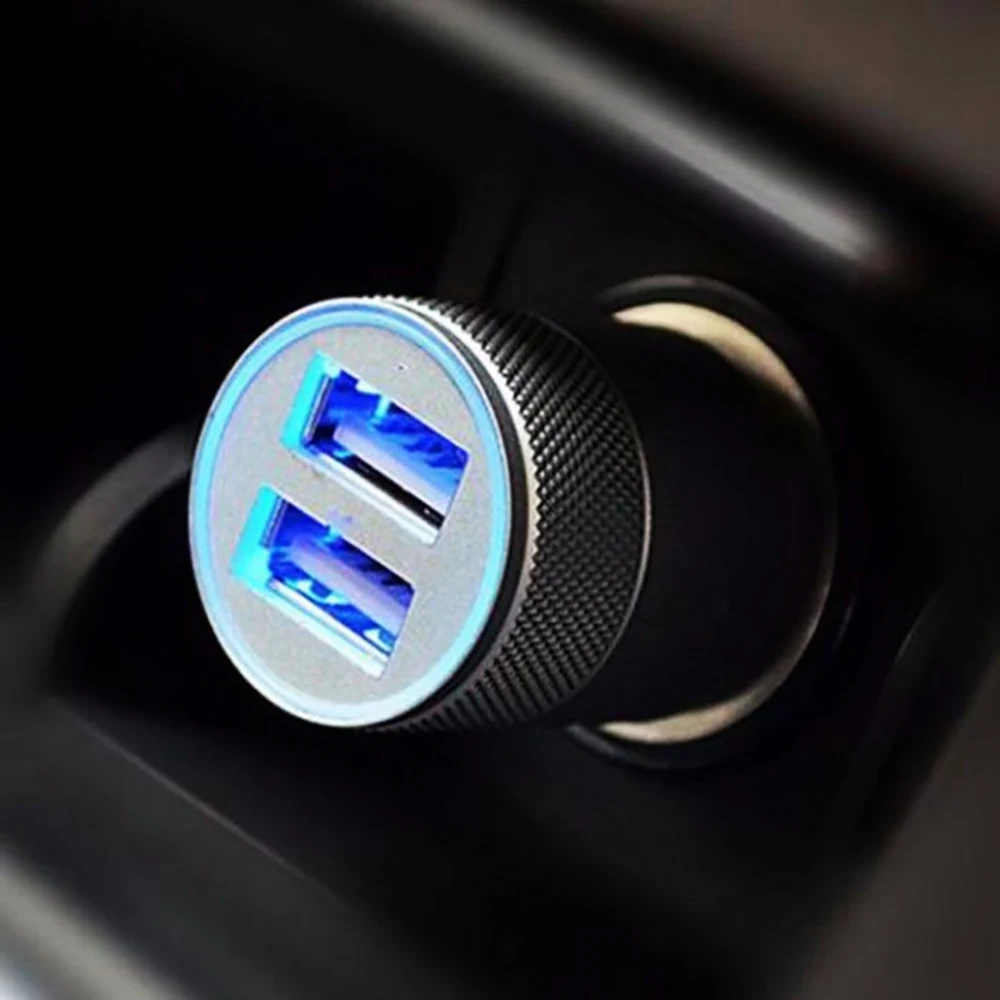 Адаптер в прикуриватель с 2 USB портами и LED подсветкой (DC 5V 2.1/1 А)|Зажигалка| |