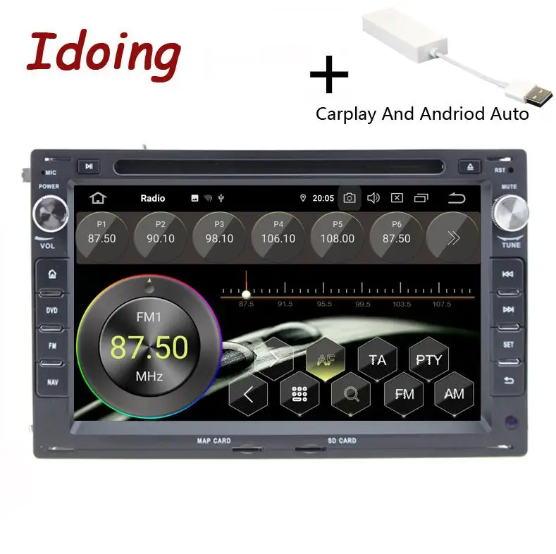 Idoing " 2 din Автомобильный Android 9,0 Радио мультимедийный плеер для VOLKSWAGEN Polo/Passat/B6 PX5 4 Гб+ 64G Восьмиядерный дюйм/сек, GPS навигация - Цвет: Carplay