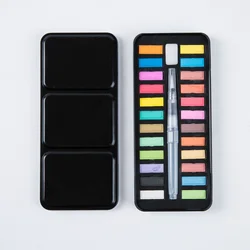 Professional Solid Gouache 12/18/24/36 Color Pigment Watercolor Powder Cake Set Powder Block Concentrated Portable Pigment Art