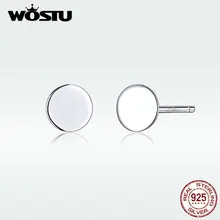 WOSTU, настоящее 925 пробы, серебряные, круглые, маленький кусочек, модные серьги-гвоздики для женщин, для свадьбы, маленькие серьги, настоящее ювелирное изделие, BKE693