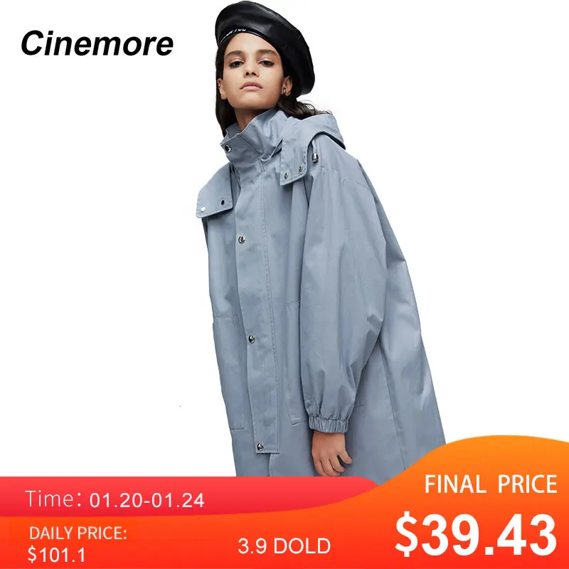 Cinemore новые осенние повседневные плащи для женщин хлопковый х длинный плащ с