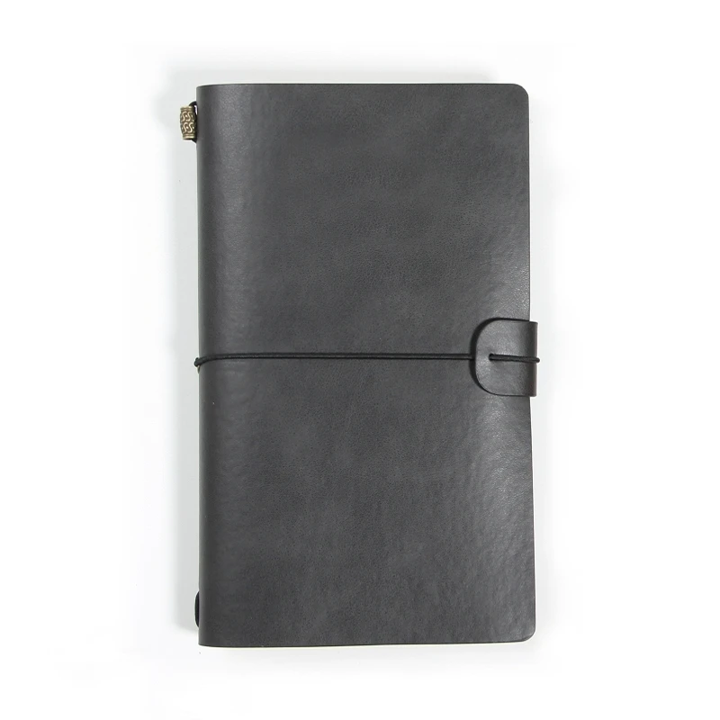 Многоразовый кожаный блокнот для путешественников, дневник для путешествий для мужчин и женщин, идеально подходит для письма, подарков, путешественников, черный/коричневый - Цвет: black travel journal