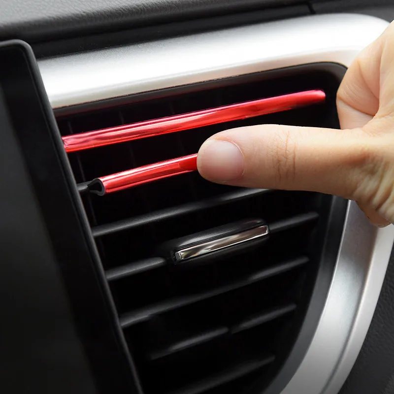 Car Interior Decoration Strips Moulding Trim Car Air Conditioner Outlet Vent Grille Chrome Interior Strip Auto Sticker 5 Pcs car air conditioner trim,air conditioner trim,interior mouldings,car moulding decoration,car grille trim,interior moulding trim strip,car styling stickers
