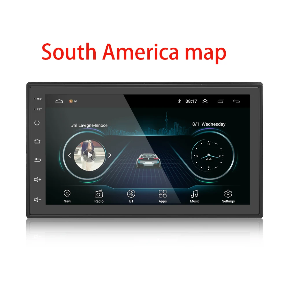 Автомобильный мультимедийный плеер Andriod gps навигация 2DIN HD Авторадио WiFi USB FM 2 Din " автомобильный аудио Радио стерео резервный монитор - Цвет: South America map