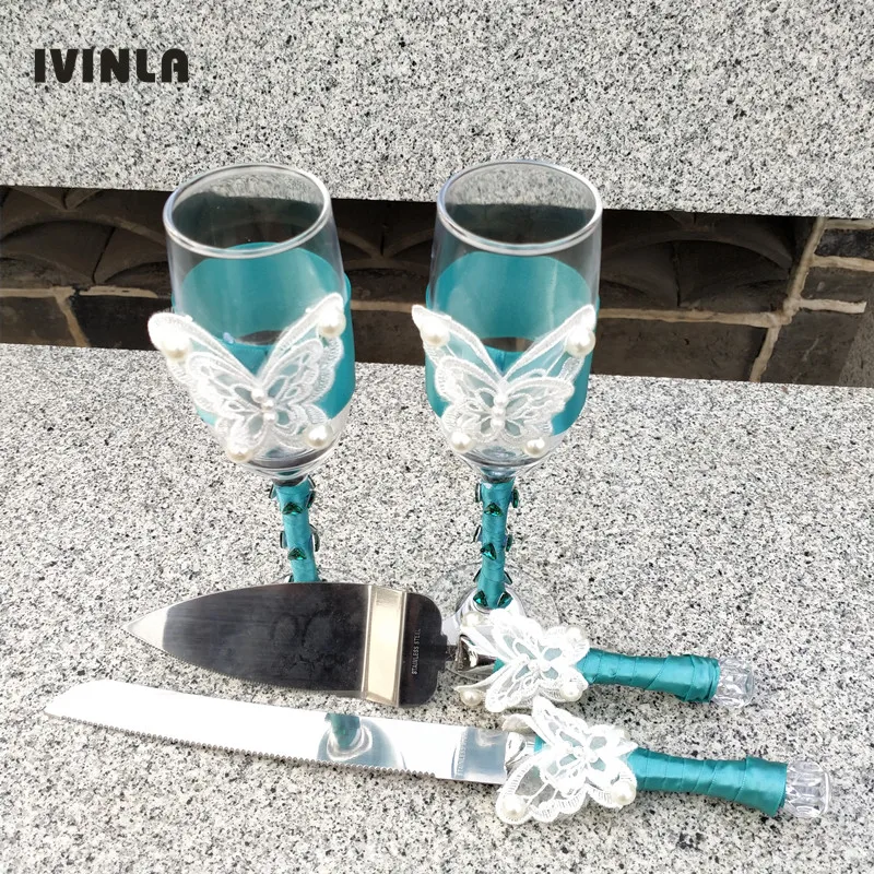Новинка, 4 шт./лот, свадебные очки жениха и невесты с бабочкой, свадебные очки и нож для торта, набор для свадебного украшения