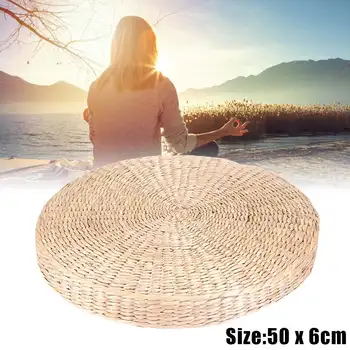 

50cm Round Pouf Tatami Cushion Floor Cushions Natural Straw Meditation Mat Yoga Mat Round Sofa Chair Cushion