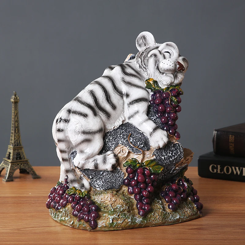 虎と白の樹脂製のワインボトルホルダー,装飾用スタンド,ブドウのボトル