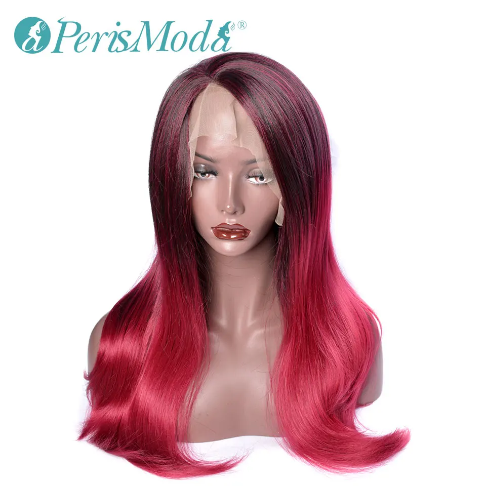 

24 Inch Cosplay Synthetic Lace Front Wigs Ombre Burgundy PerisModa Long Straight Hair Heat Resistant Wigs for Wedding and Party