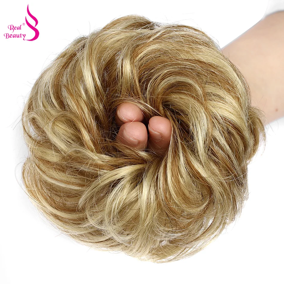 Human Hair Bun Pieces Real Beauty Tousled Updo Messy Bun Hairpiece Hair Extension Brazilian Ponytail Elastic Rubber Band Updo Ponytail Hairpiece