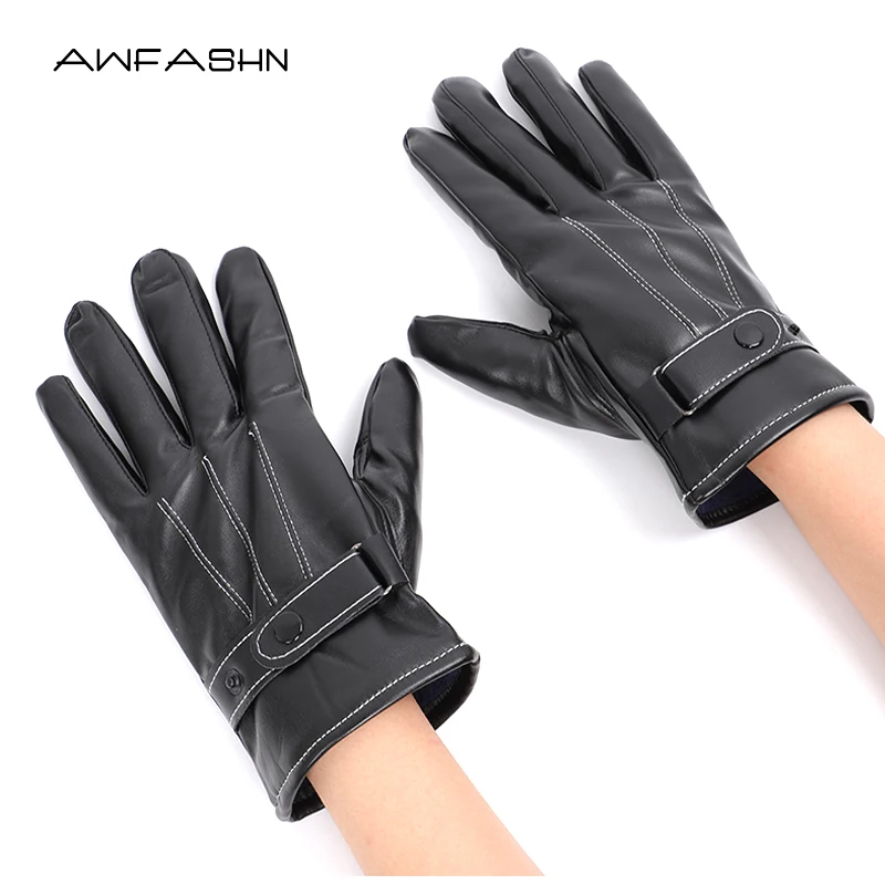 

2019 New Winter Ladies Leather Touch Screen Gloves Women Men Warm Full Finger Gloves Riding Windproof Gloves Plus Velvet Mittens