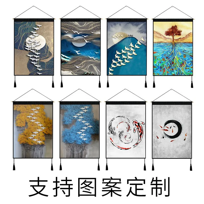 

Chinese Style Entrance Hanging Painting Chinese-style Zen Landscape Painting Stairs Corridor Hallway Mural Library Hanging Cloth
