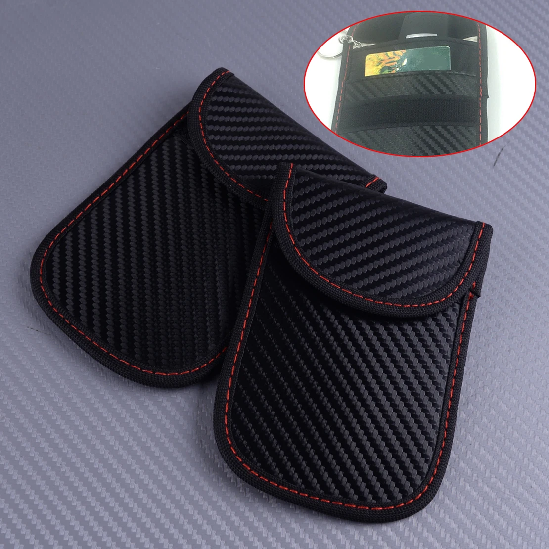 

LETAOSK 2pcs Artificial Leather Anti Theft Car Key Signal Blocker Case Faraday Cage Fob Pouch Keyless RFID Blocking Bag