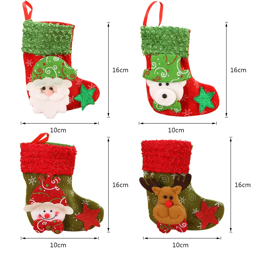4PCS J Рождественские чулки, висячие украшения, носки Санта-Клауса, подарок для детей, сумка для конфет, рождественские держатели для подарков, украшения для рождественской елки - Цвет: 4PCS J