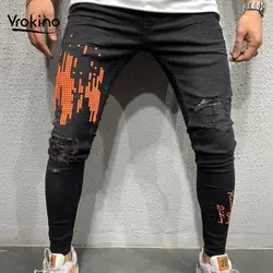 Мужской бренд классный дизайнерский Карандаш обтягивающие джинсы модные рваные потертые стрейч хип-хоп с перфорированными штанами