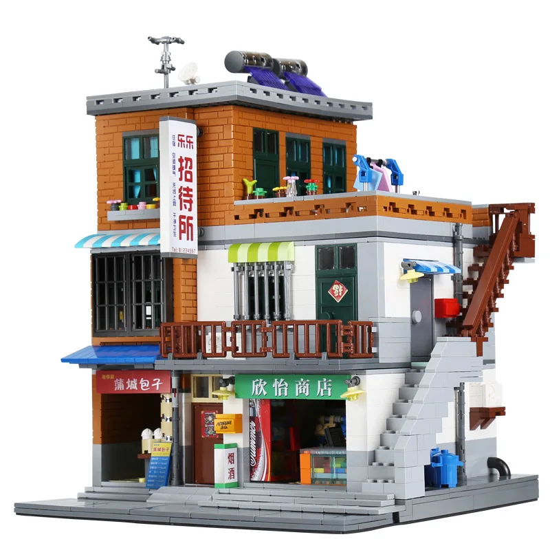 DHL XB01013 MOC китайские строительные игрушки городской набор для строительства деревни, модель строительных блоков, кубики, Развивающие детские игрушки, новые подарки