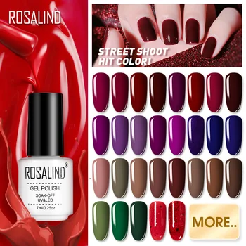 

ROSALIND Hybrid Nail Gel Varnish Soak Off White Bottle UV Colors Vernis Semi Permanent Manicure For Nails Art Gel Polish