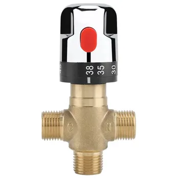 

Brass Thermostatic Mixing Valve Bathroom 4-Way Water Temperature Pipe Kitchen Thermostat Control Tool