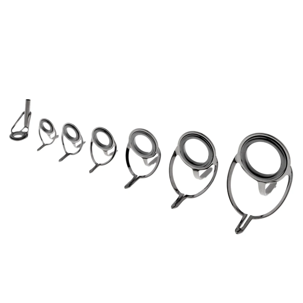 7pcs Spinning Rod Guides Tip with Eyelets, Fishing Rod Guide Replacement Tip Spare Parts Repair