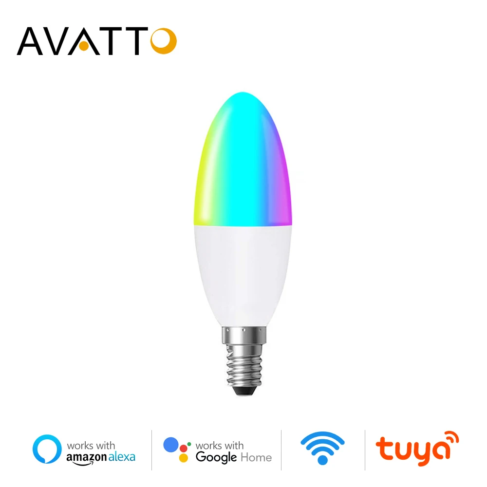 Умная лампа-свеча AVATTO Tuya 5 Вт Wi-Fi дистанционное управление через приложение Smart Life