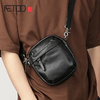 

AETOO Men's shoulder bag, mini stiletto bag, casual cowhide men's bag