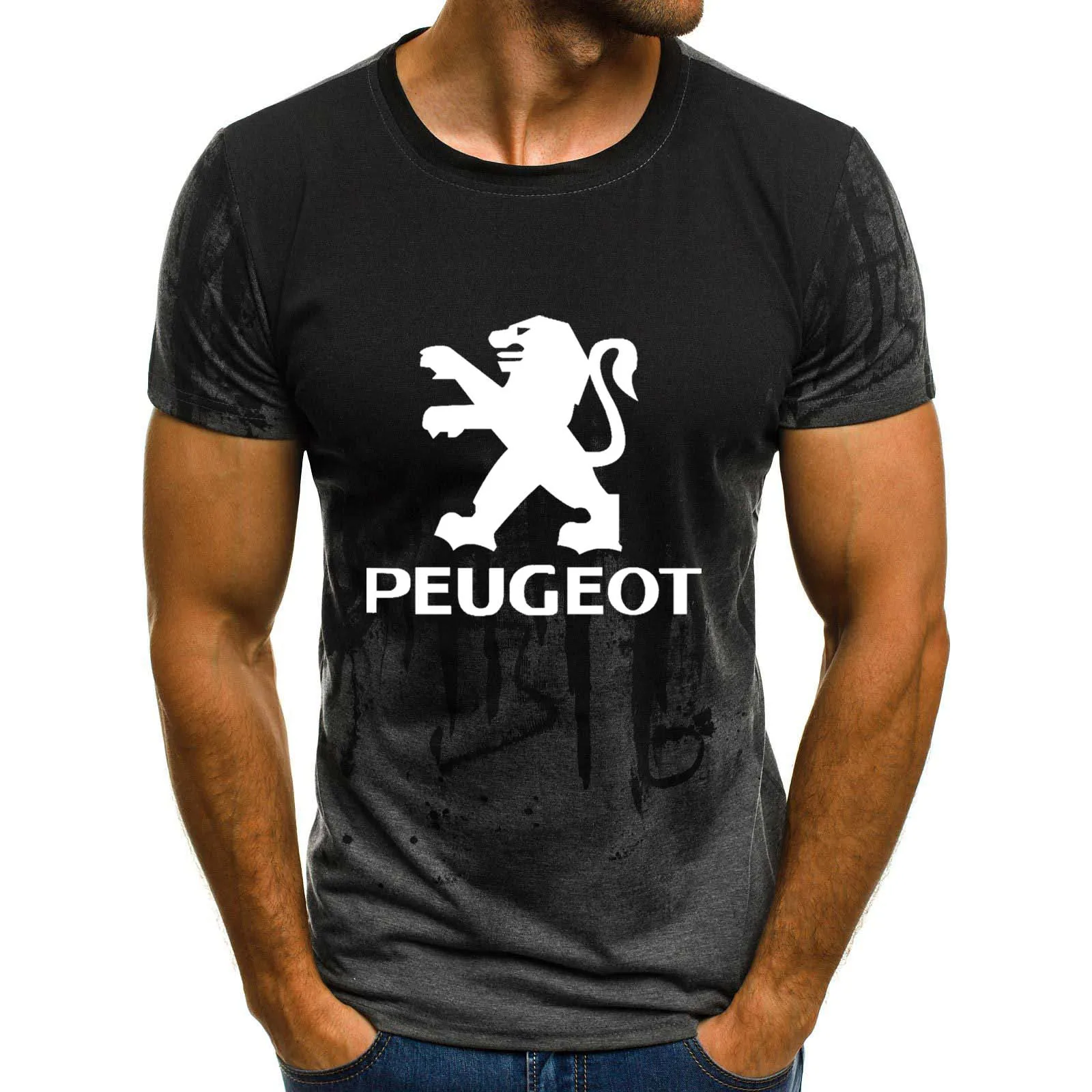 Мужская футболка с коротким рукавом с логотипом автомобиля peugeot, летняя повседневная хлопковая Футболка с градиентом, модная футболка в стиле хип-хоп Harajuku, Мужская брендовая футболка - Цвет: 804