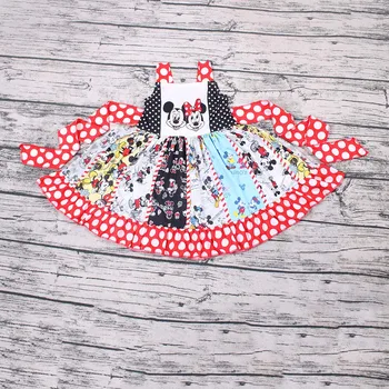 

Cute strap Wave point of printing twirl dress for baby girls party clothes