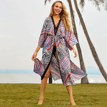 

May Female Beach 2020 Dress For Outwear Cover-Ups New Black Rose Blossom Cardigan Loose Sun Proof Bikini Cover Up Swimsuit