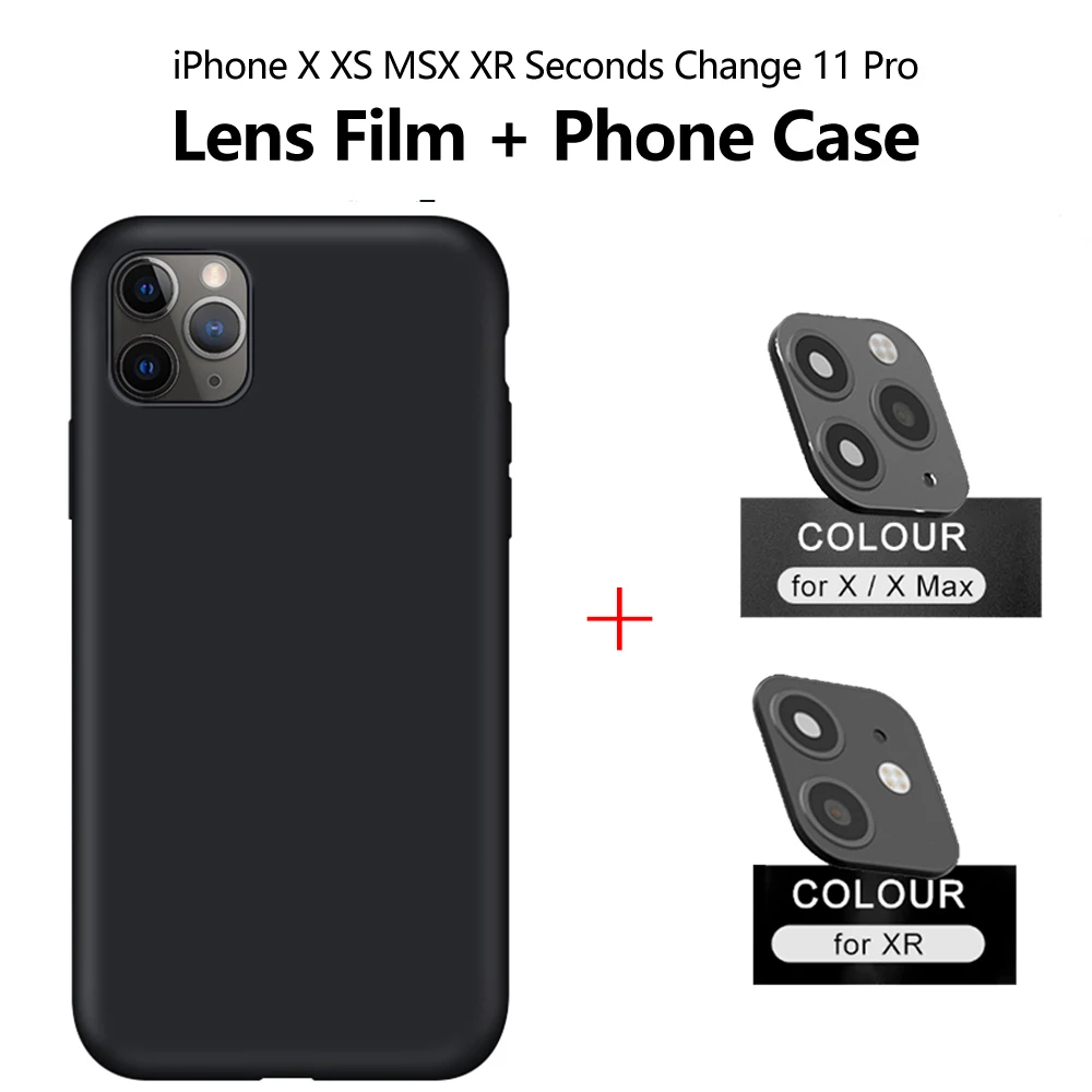 Black Lens Case Роскошный металлический алюминиевый защитный чехол для iPhone X, XR, XS, Max, секундная смена, 11 PRO, MAX, наклейка на рассеиватель, 11 PRO, защитная крышка для камеры - Цвет: Black Lens Case