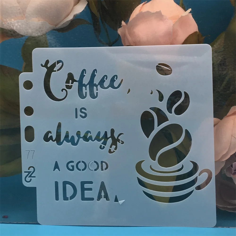 

14*13cm Cup Coffee Words DIY Layering Stencils Painting Scrapbook Coloring Embossing Album Decorative Card Template
