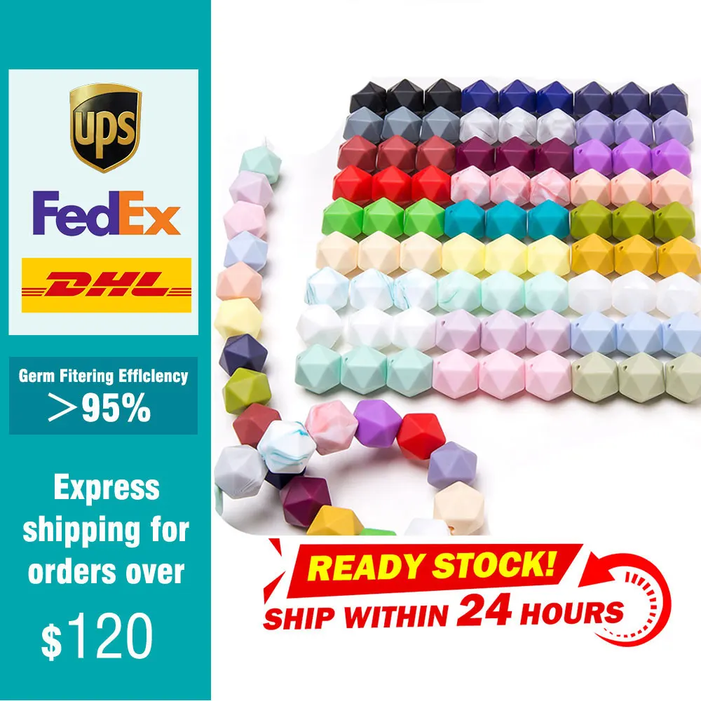 

10pcs 14mm Silicone Hexagon Beads Nursing Pacifier Chain Diy Baby Teethers Necklace Newborn Nursing Accessory Teething Tiny Rod