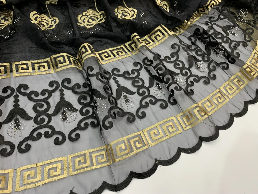Real Shot!African Women Cotton Scarfs Cotton Splicing Net Scarf Soft Headscarf Women Hijab Scarf on Sales BM818