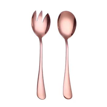 

2Pcs / Set Stainless Steel Dinnerware Set Cutlery Salad Spoon Tableware Kitchen Accessories Western Fork Hot