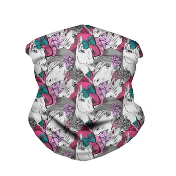 

WHEREISART Horse with Flowers Print Adults Women Elastique Headwear Headbands Cycling Ski Hiking Dustproof Magic Tube Bandanas