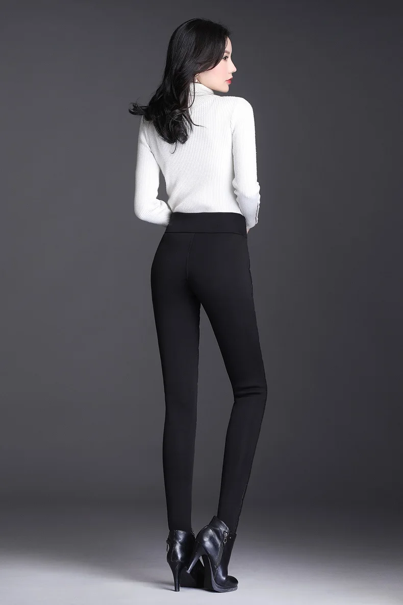 Черный пуховик хлопок плюс размер Корейская Высокая талия повседневные женские зимние брюки женские уличная одежда