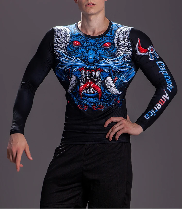 New Arrival 3D Printed T shirts Men Compression Shirt Costume Long Sleeve Tops For Male Fitness Hip hop Clothing