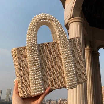 

Dropshipping Summer Fashion Fast Logistics Straw Bag Beaded Leather Luxury Handbags Women Bags Designer Bags for Women 2020