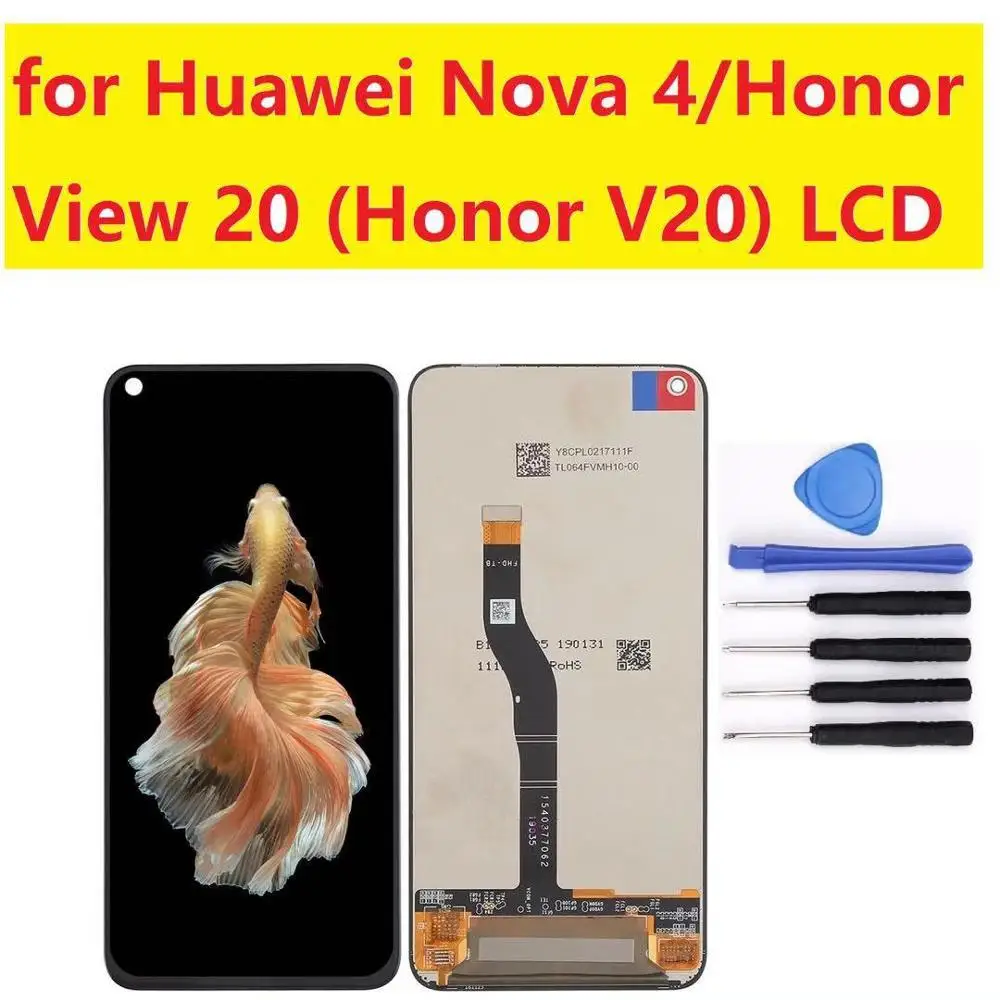 

For Honor View 20 LCD Display Touch Screen Digitizer For Huawei Nova 4 LCD With Frame honor V20 lcd Screen Replacement