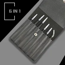 6 шт. ювелирных изделий прямой наконечник для электроники антистатические нержавеющая сталь с мешком лабораторные работы Пинцет Набор промышленных