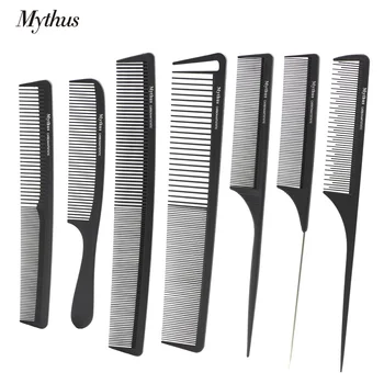 

7 Piece/Lot Mythus Black Carbon Hairdresser Comb Set Anti Static Barber Haircut Comb Heat Resistant Salon Hair styling Tail Comb